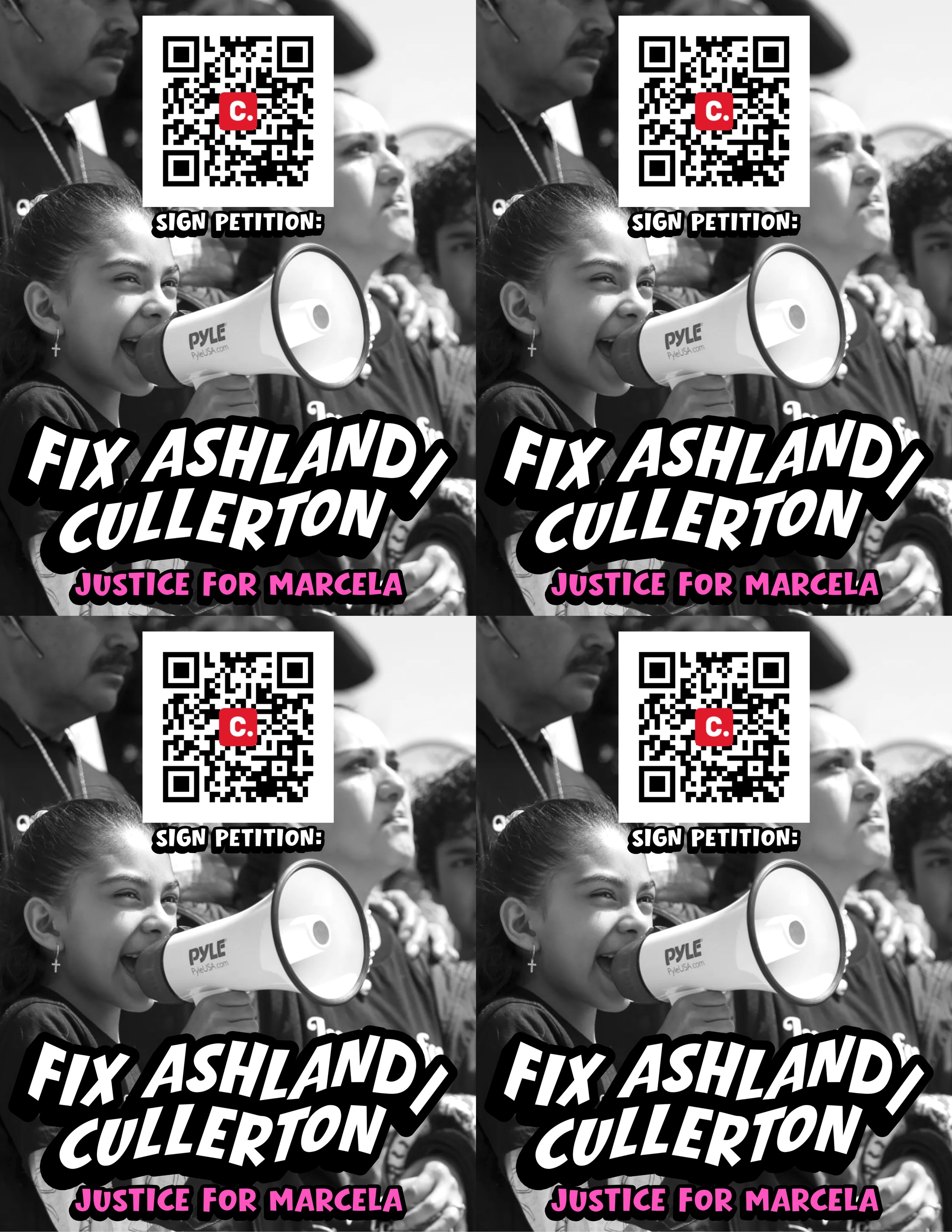 Petition — print sheet — Justice for Marcela poster